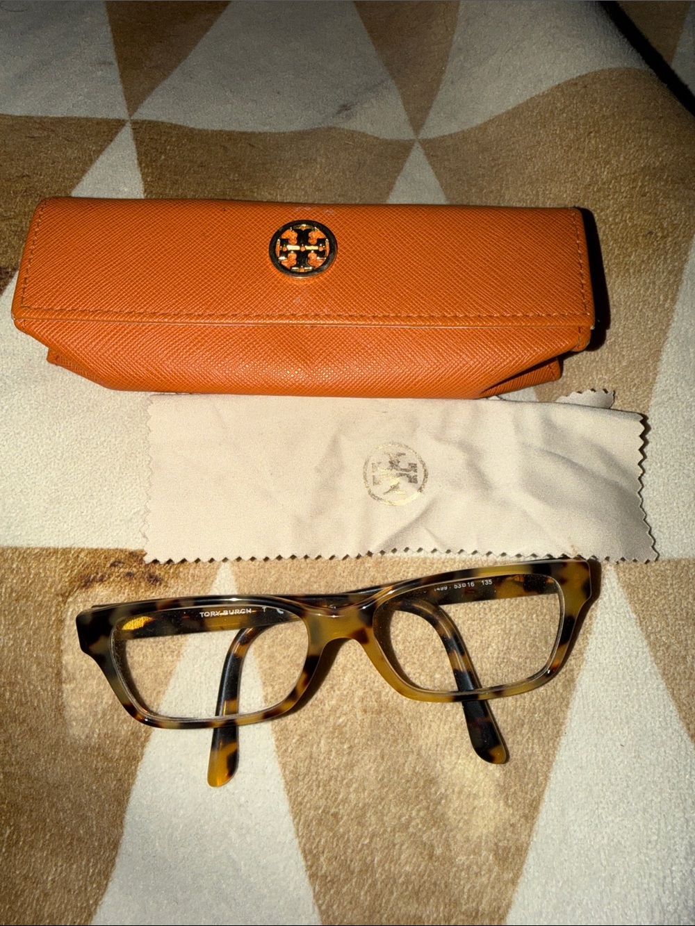 Preloved Tory Burch Tortoiseshell Eyeglasses with Orange Case